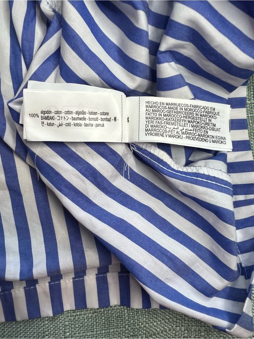 Zara Poplin Balloon Sleeve Shirt Blue and White Stripes XS NWT